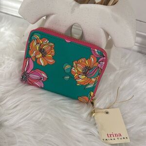 Trina Turk Teal and Pink Floral Wallet
